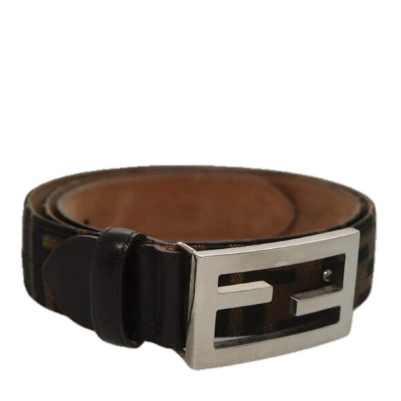 FENDI Zucca Canvas Belt 32.3""-36.2"" Brown Auth - Picture 1 of 16